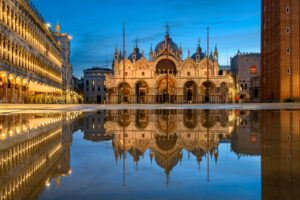 Piazza San Marco in Venice, Italy during Acqua Alta flooding Piazza San Marco in Venice, Italy during Acqua Alta flooding
